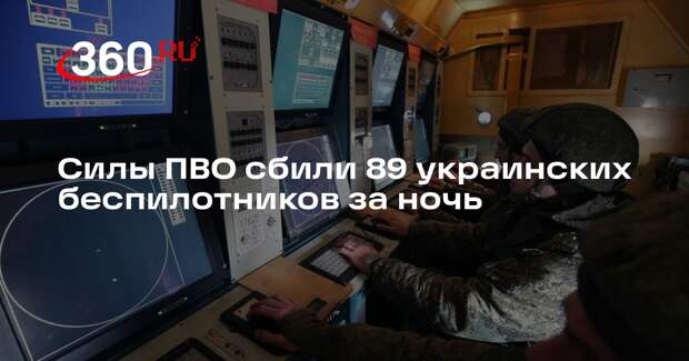 Российские силы ПВО за ночь уничтожили 89 украинских беспилотников