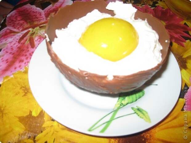 Вот такое шоколадное яйцо попробовала сделать. Очень вкусный десерт. Рецепт взяла здесь - http://forum.say7.info/topic12552.html фото 8