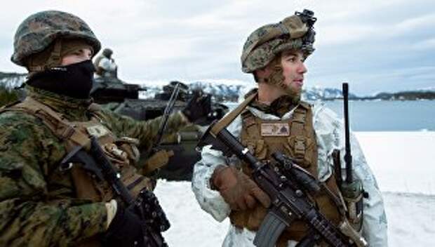 Американские морские пехотинцы во время учений Cold Response 2016 на военной базе Вернес в Норвегии. Архивное фото