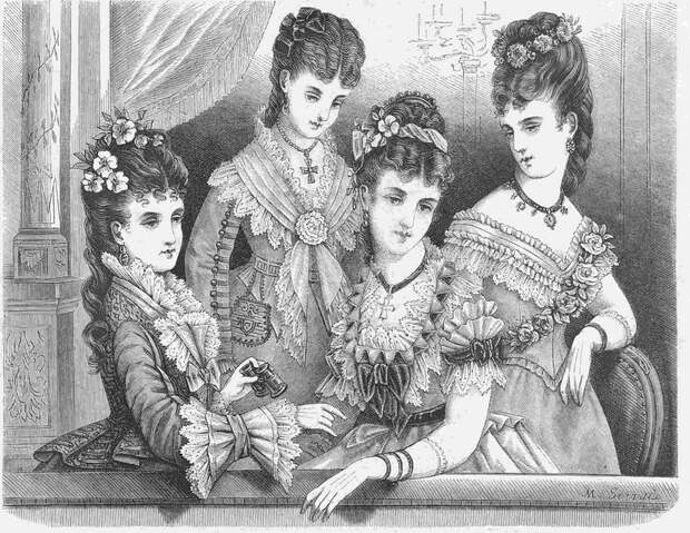 Иллюстрация из дамского журнала "Модный магазин", 1876