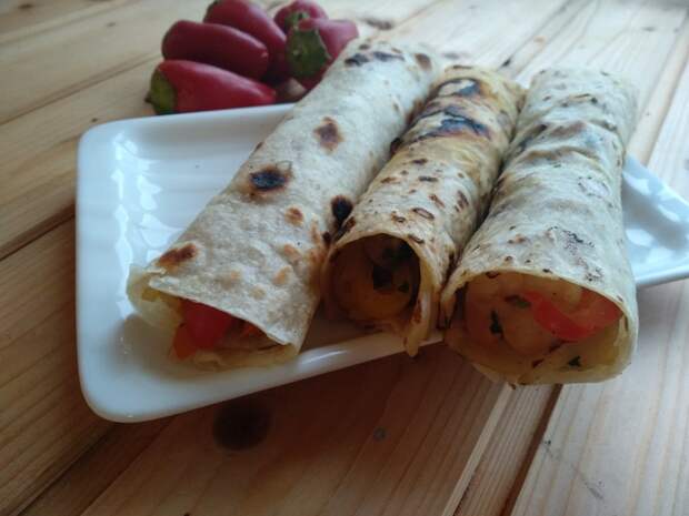 Фахита с креветками Быстро, Легко, Вкусно, Лепешки, Мексиканская кухня, Сладкий перец, Креветки, Длиннопост, Рецепт