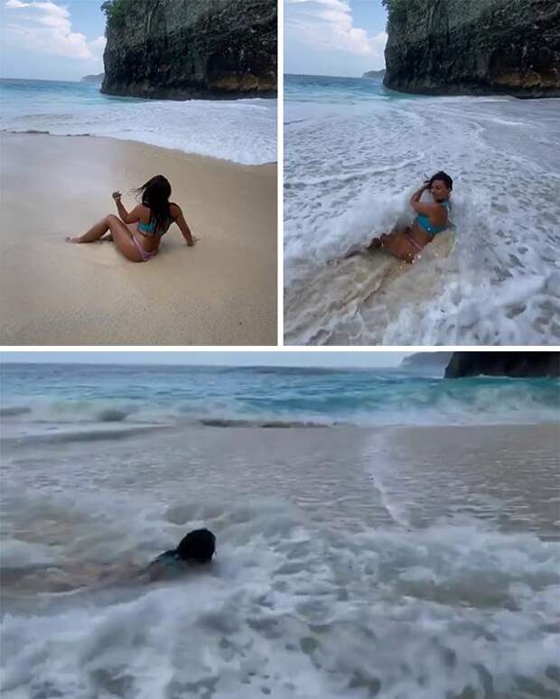 вода, девушка, съемка, волна