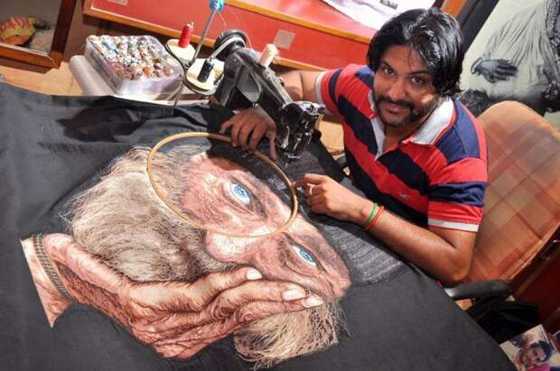 Художник вышивает потрясающие картины с помощью швейной машины