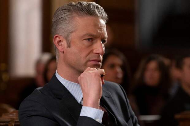 Carisi in a thoughtful pose in court on Law & Order: SVU Season 26 Episode 15