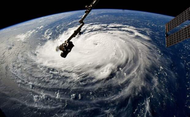 На суши ураганы наносят огромные разрушения, серьезно повреждают здания, строения и дома, вырывают деревья с корнями. Случай очень редкий. nasa, космос, мкс, природа, стихия, ураган, фото, фотографии