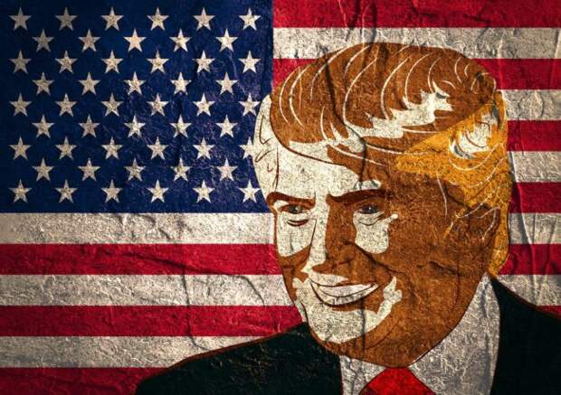 Дональд Трамп, флаг США, скетч - depositphotos.com