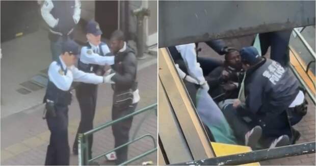 В Токио японская полиция продемонстрировала свой подход к задержанию буйного человека