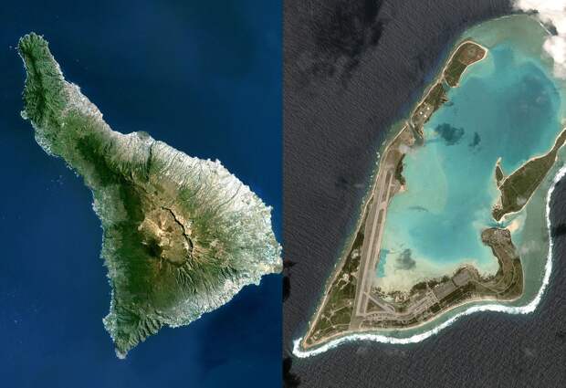 Острова в океане острова, фото из космоса