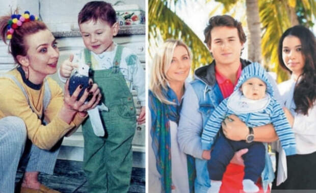 Слева – певица с сыном. Справа – Овсиенко с сыном, невесткой и внуком | Фото: pravda-news.ru