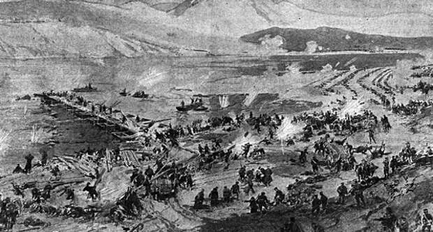 Переход японцев через Ялу во время боя. Источник: port-arthur.ucoz.ru (<a href=