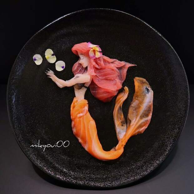 Кулинар создает удивительные картины из рыбы искусство, кухня, мастерство