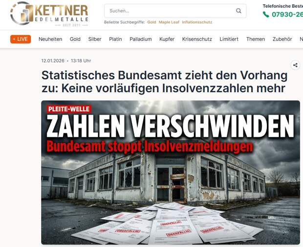 Немецкие власти запретили публиковать статистику по количеству банкротств предприятий.