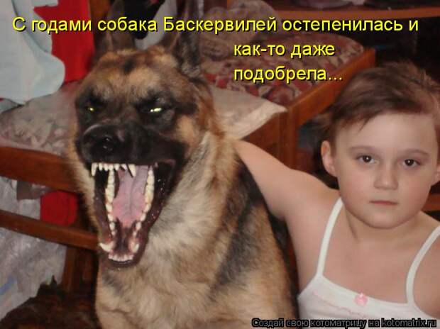 Котоматрица: С годами собака Баскервилей остепенилась и  как-то даже подобрела...