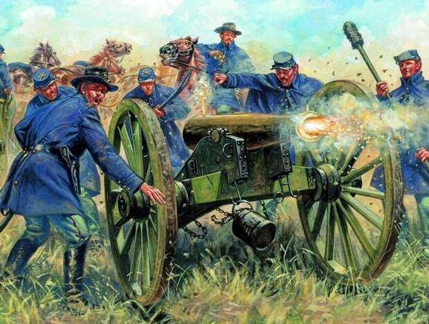 В ролях: артиллеристы армии Союза, "Наполеон", качающееся ведро. Иллюстратор: Giuseppe Rava