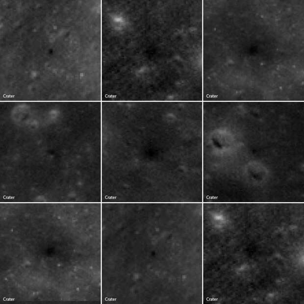 Следы падения микрометеоритов на Луну Следы падения микрометеоритов на Луну