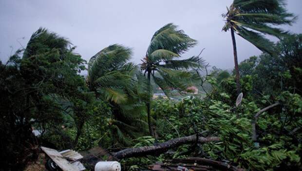 Во время ураган Мария на острова Гваделупа во Франции. 19 сентября 2017
