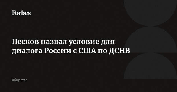 Песков назвал условие для диалога России с США по ДСНВ