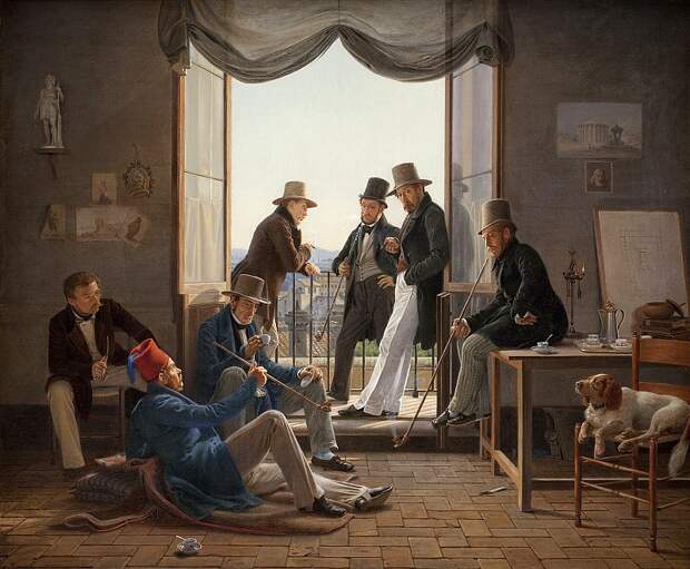 Constantin Hansen (1804-80) - A Group of Danish Artists in Rome. (1837), Автор: Датская национальная галерея, Копенгаген (SMK) (Копенгаген (СМК) Датская национальная галерея)Датская национальная галерея, Копенгаген (SMK) (Живопись на Gallerix.ru)