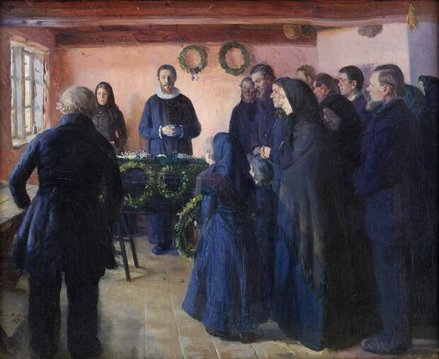 Anna Ancher (1859-1935) - A Funeral. (1891), Автор: Датская национальная галерея, Копенгаген (SMK) (Копенгаген (СМК) Датская национальная галерея)Датская национальная галерея, Копенгаген (SMK) (Живопись на Gallerix.ru)