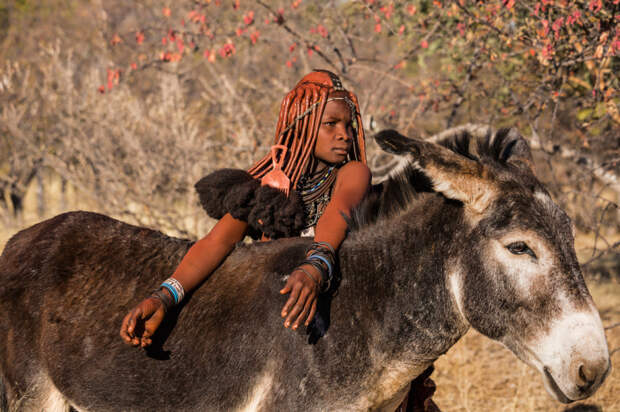 Девочка племени химба с традиционными дредами на голове. /Фото:Tariq Zaidi / ZUMA Press