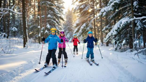 Дети, которые занимаются лыжами / Фото: сгенерировано нейросетью