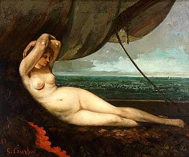 Courbet Nude Reclining by the Sea. Курбе, Гюстав