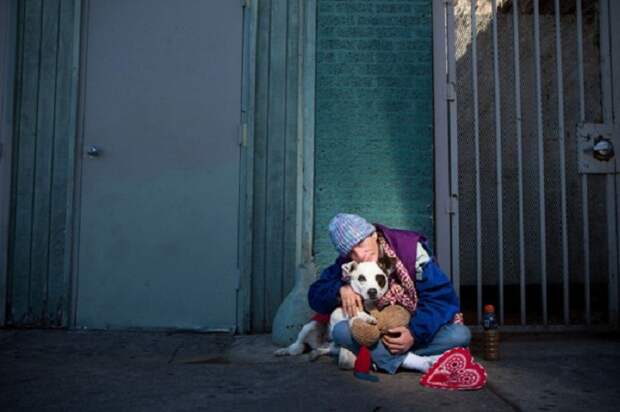 Бездомный с собакой.