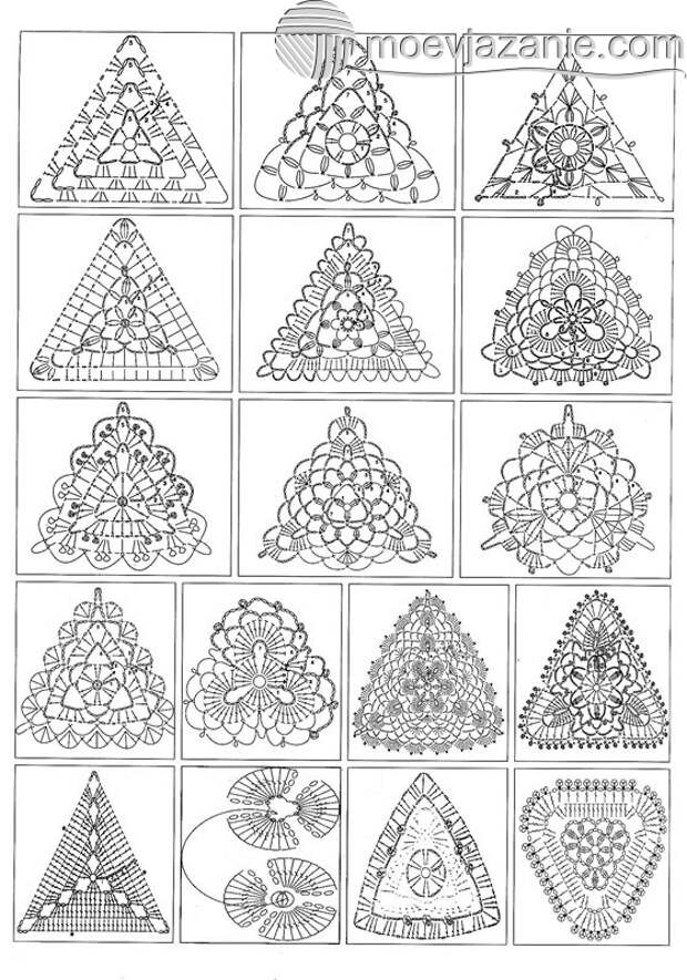Вязаные треугольники крючком со схемами и описанием