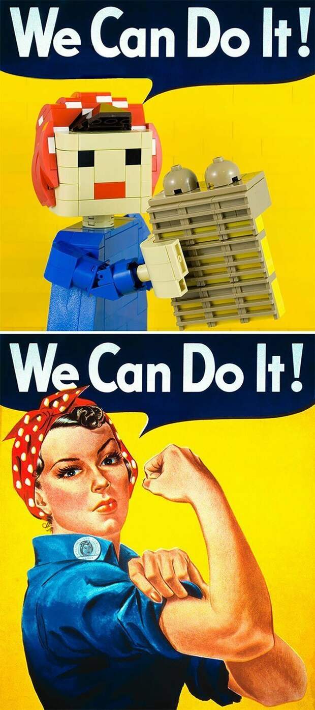 Говард Миллер. We Can Do It! ("Мы можем это сделать!") Говард Миллер. We Can Do It! ("Мы можем это сделать!") искусство, конструктор, копии, лего, модель для сборки, не по-детски, творчество, удивительное рядом
