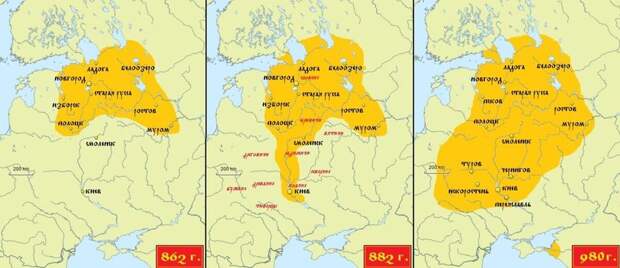 Расширение Древнерусского государства путем захвата новых земель, включая и Киев