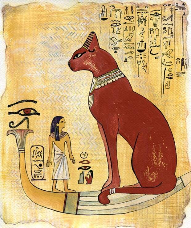 Кот в древнеегипетском стиле Веселка Велинова, веселые картинки, гид по стилям, живопись, забавно, история искусства, коты, художник