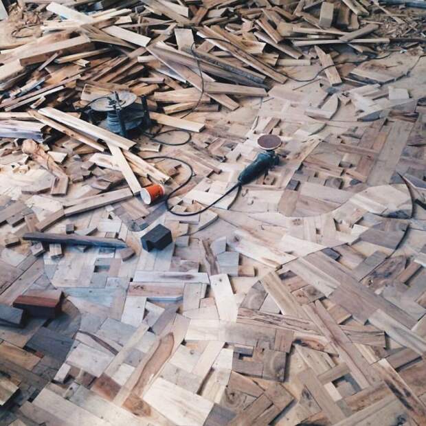 Дизайнерский пол из древесины (14 фото)