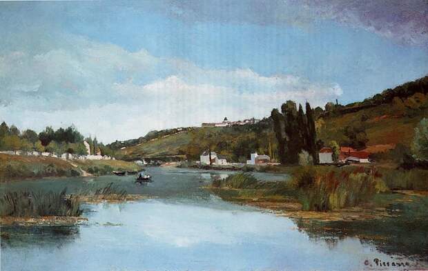 The Banks of the Marne at Chennevieres. (1864-65). Писсарро, Камиль