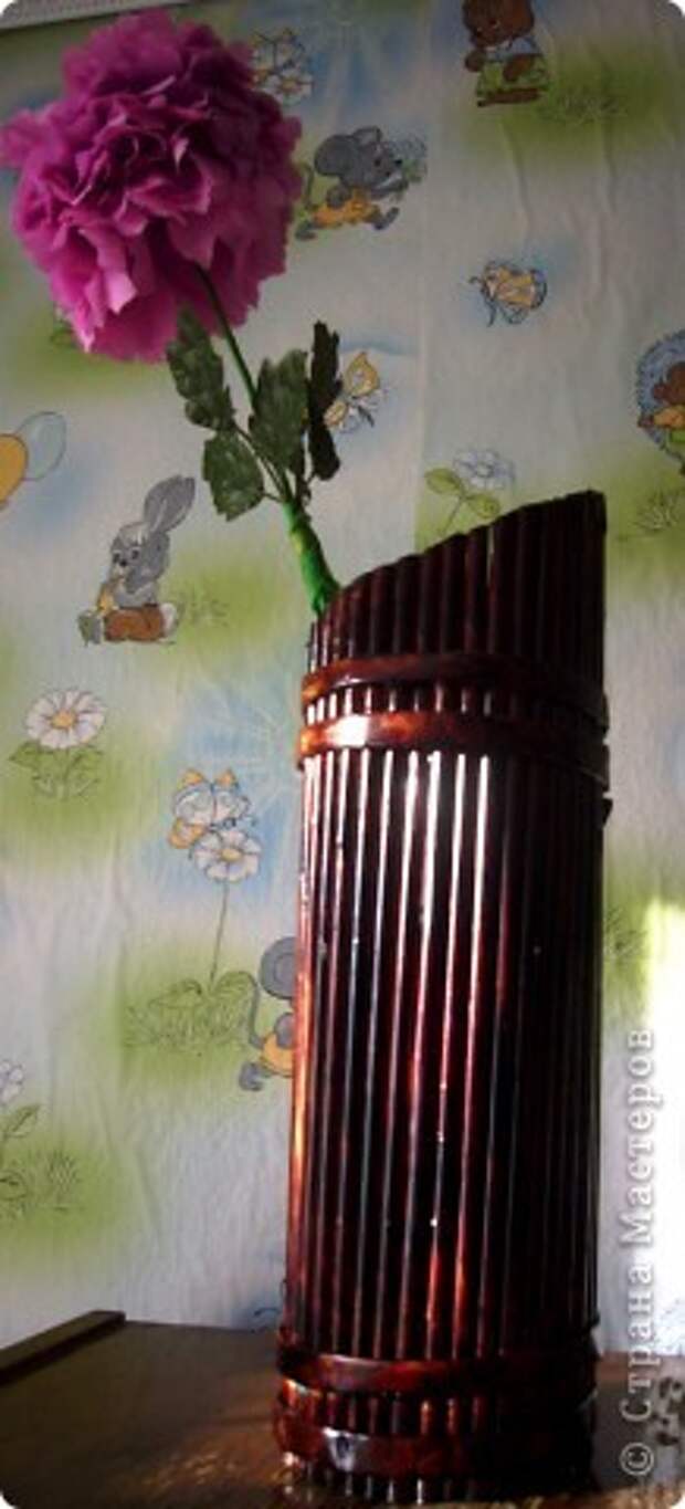 Мастер-класс Поделка изделие Плетение Бамбуковая ваза из газетных трубок Бумага газетная фото 27