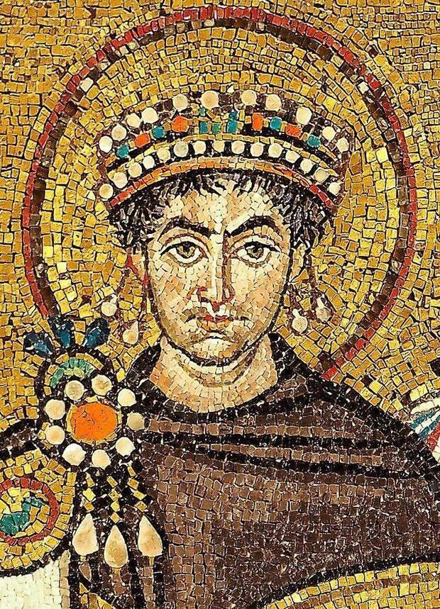 Юстиниан I. Мозаика в Равенне, VI век н.э.