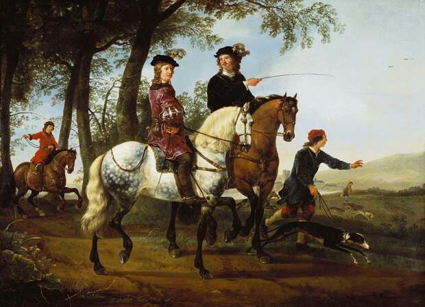 Пейзаж с всадниками на охоте -- 1650-55, Частное собрание