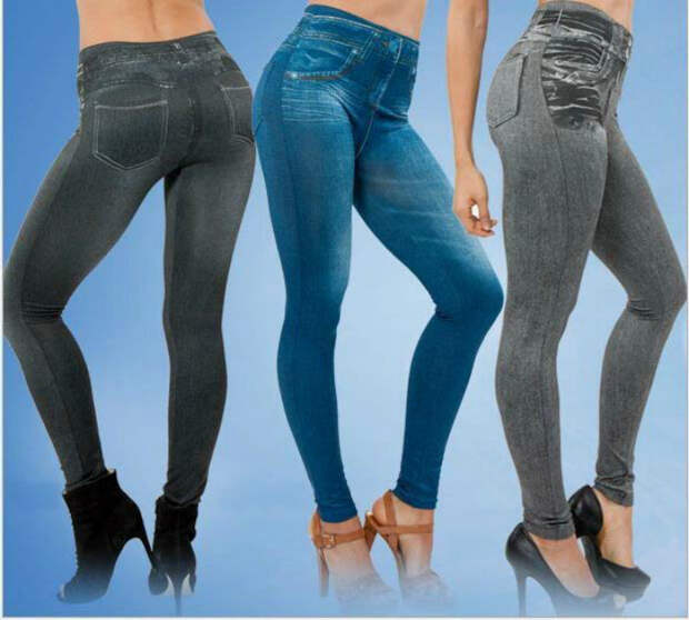 Леггинсы, стилизованные под джинсы.