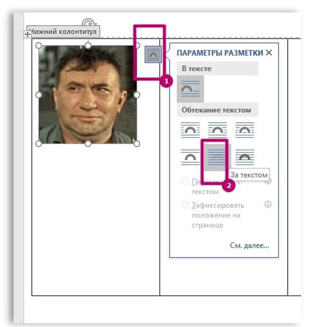 Варианты макета, За текстом