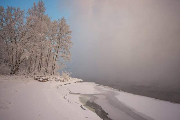 Сибирские морозы. Фотографии с берега Енисея путешествия, факты, фото