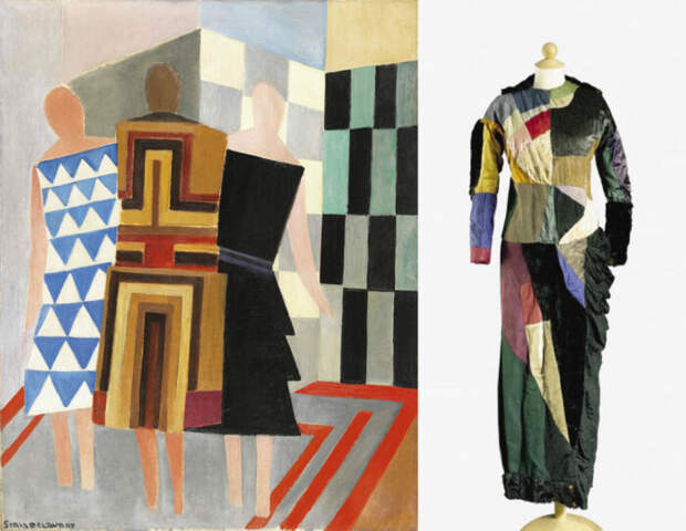 Слева направо: Три платья, Соня Делоне, 1925 год. \ Три платья в одном, 1913 год. \ Фото: yandex.ua.