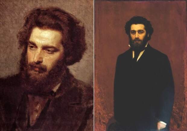 И. Крамской. Портреты А. И. Куинджи 1872 г. и к. 1870-х гг. | Фото: artcontext.info и tanais.info