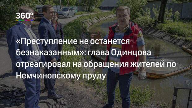 «Преступление не останется безнаказанным»: глава Одинцова отреагировал на обращения жителей по Немчиновскому пруду
