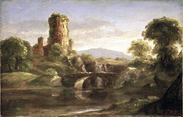 Brooklyn_Museum_-_Ruined_Castle_and_River_-_Thomas_Cole_-_overall