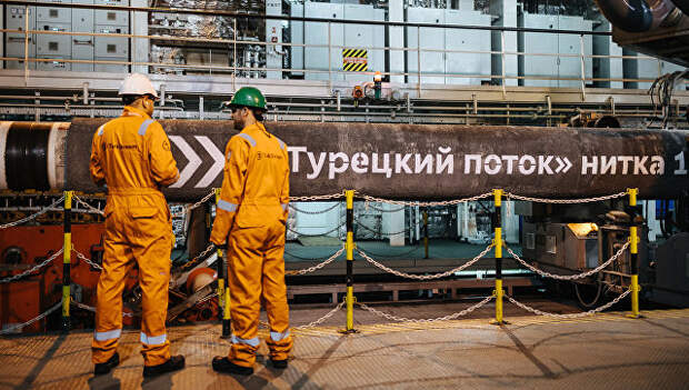 Символьный сварной шов, который знаменует окончание кампании по укладке морских трубопроводов первой нитки Турецкого потока. Архивное фото