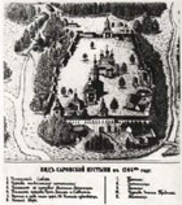 Вид Саровского монастыря в 1764 году