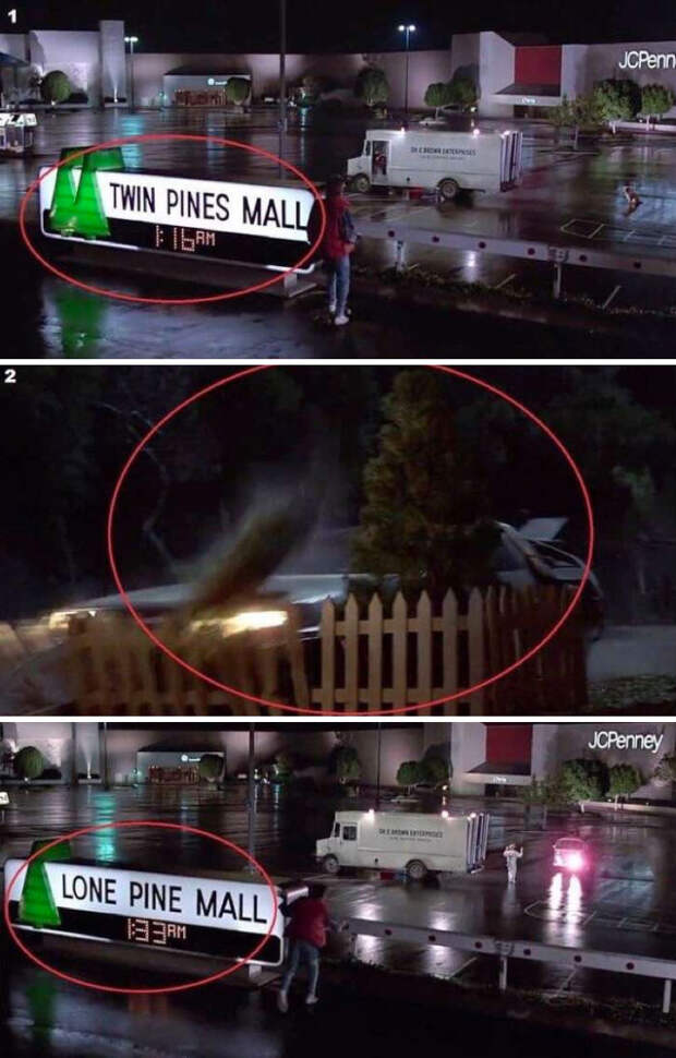 In Back To The Future The Name Of The Mall Changes When Marty Goes Into The Past And Runs Over One Of The Two Trees