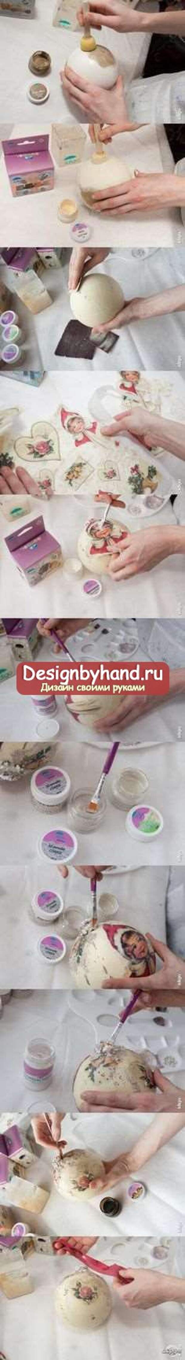 декупаж новогодних шаров