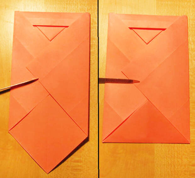 Сделать конверт из квадратного листа без клея07
