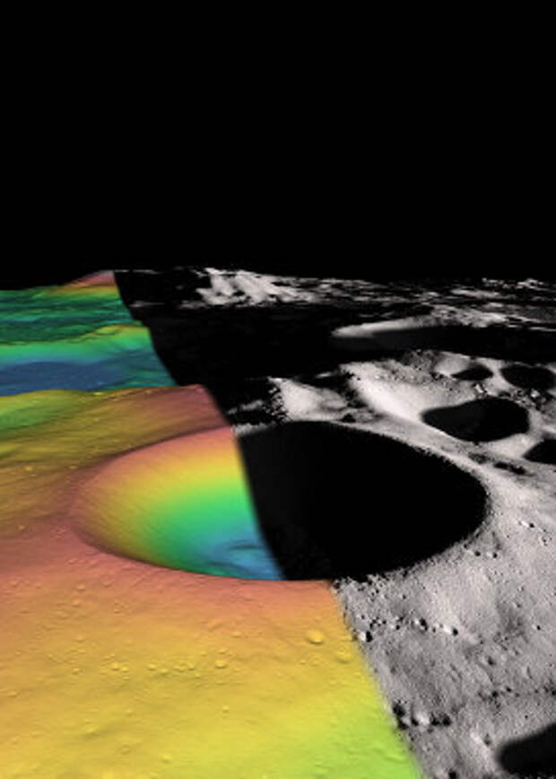 Топографическая карта кратера Шаклтон на южном полюсе Луны, где зонд LRO так и не обнаружил значительных запасов воды Топографическая карта кратера Шаклтон на южном полюсе Луны, где зонд LRO так и не обнаружил значительных запасов воды