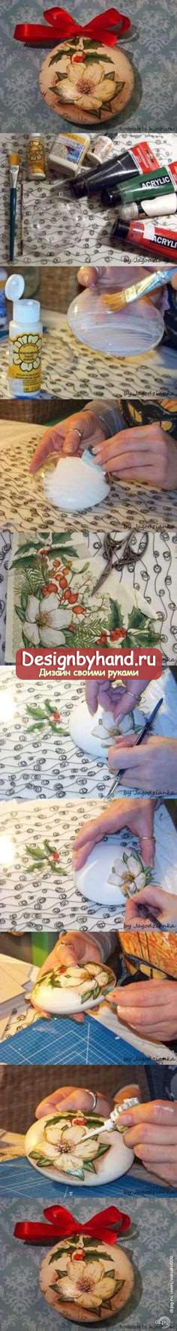 декупаж новогодних шаров